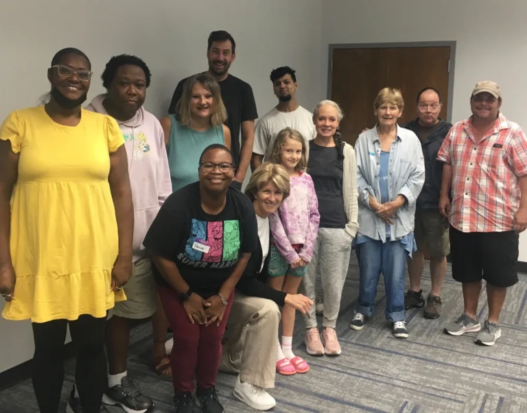 A Speak Up writing group, together after writing